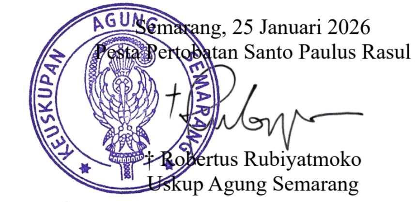 Semarang, 25 Januari 2026. Robertus Rubiyatmoko Uskup Agung Semarang